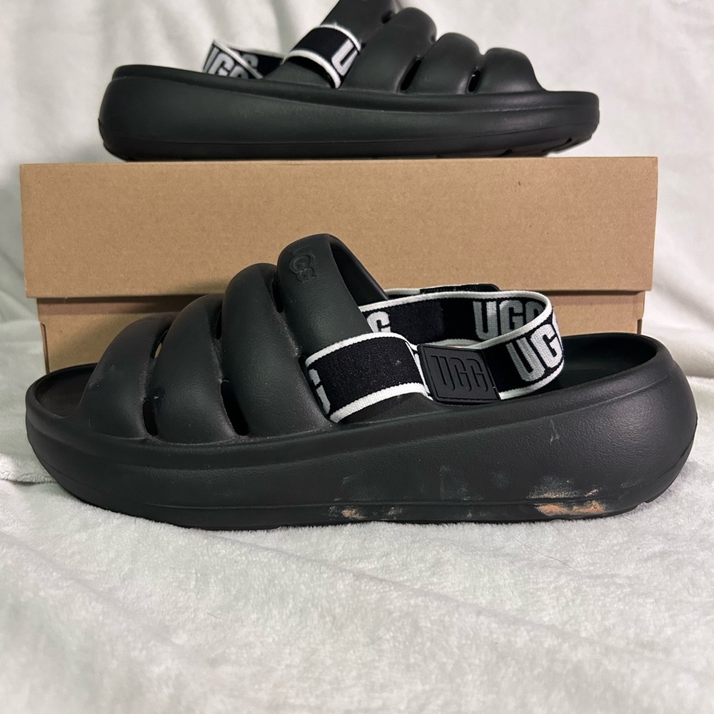 UGG Black Puffer Slide Sandals